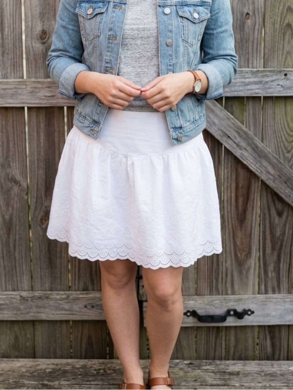 👗Saha White Eyelet A-Line Skirt